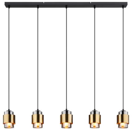 Globo - Závesný luster na lanku 5xE27/40W/230V čierna/mosadz
