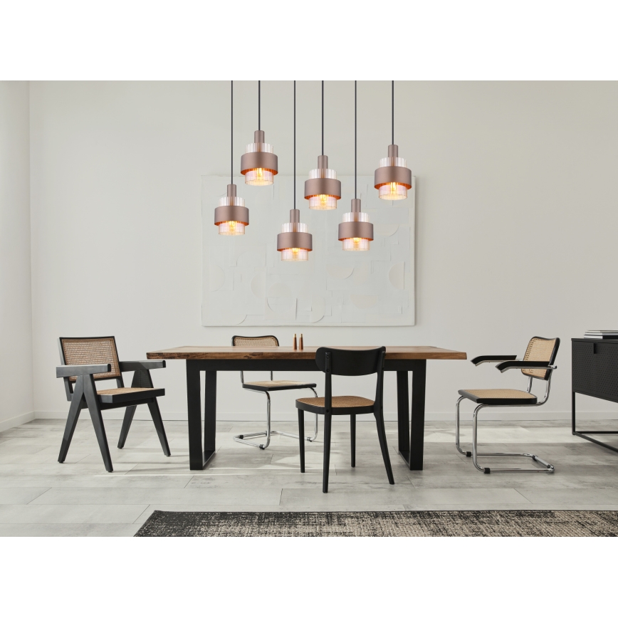 Globo - závesný luster na lankách 6xE27/60W/230V hnedý