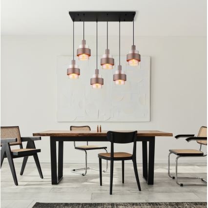 Globo - závesný luster na lankách 6xE27/60W/230V hnedý