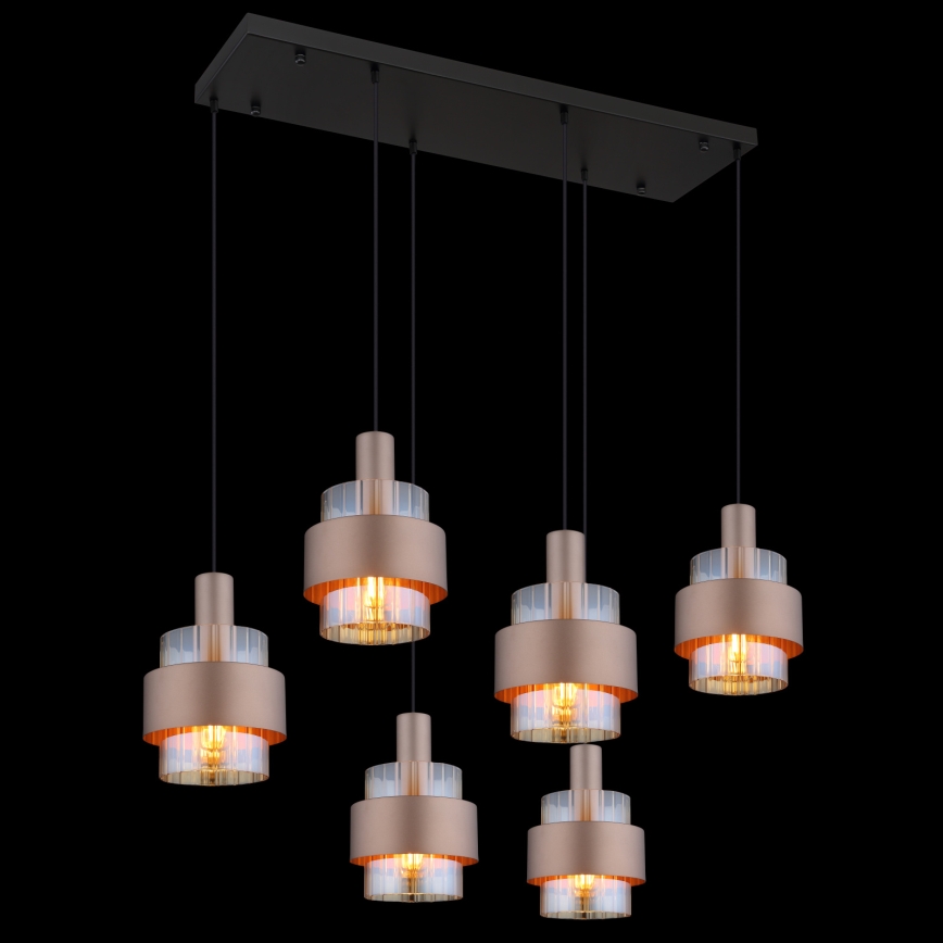 Globo - závesný luster na lankách 6xE27/60W/230V hnedý