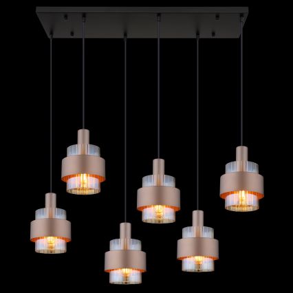 Globo - závesný luster na lankách 6xE27/60W/230V hnedý