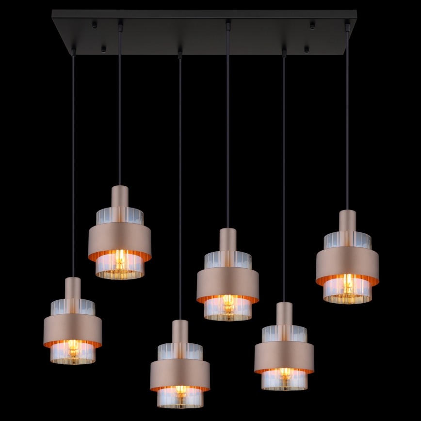 Globo - závesný luster na lankách 6xE27/60W/230V hnedý