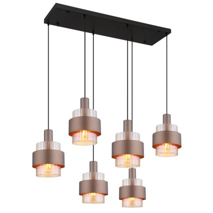 Globo - závesný luster na lankách 6xE27/60W/230V hnedý