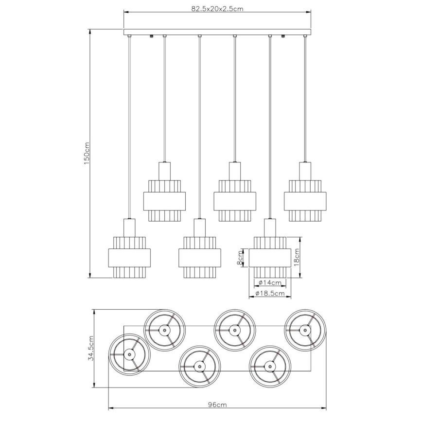 Globo - závesný luster na lankách 6xE27/60W/230V hnedý