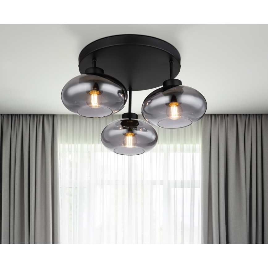 Globo - Prisadený luster 3xE27ILLU/40W/230V čierny