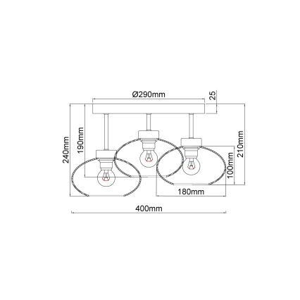 Globo - Prisadený luster 3xE27ILLU/40W/230V čierny