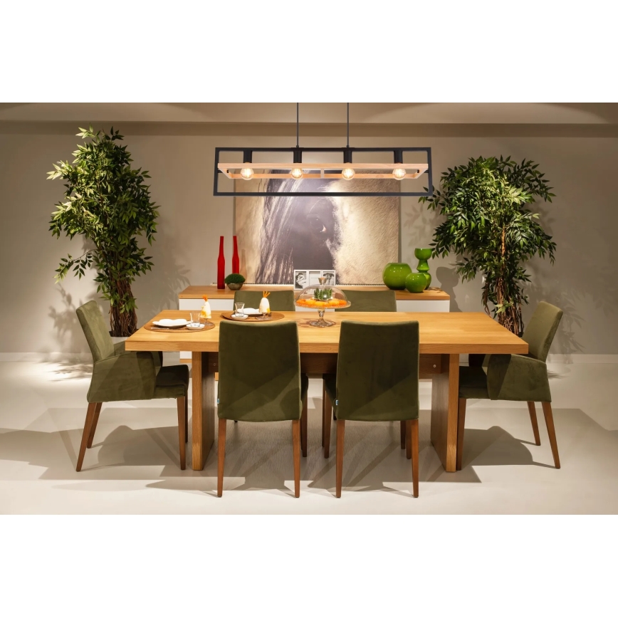 Globo 15575-4H - Luster na lanku ERICA 4xE27/40W/230V čierna/béžová