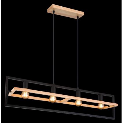 Globo 15575-4H - Luster na lanku ERICA 4xE27/40W/230V čierna/béžová