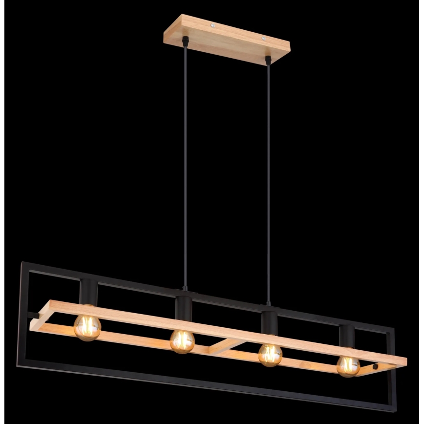 Globo 15575-4H - Luster na lanku ERICA 4xE27/40W/230V čierna/béžová