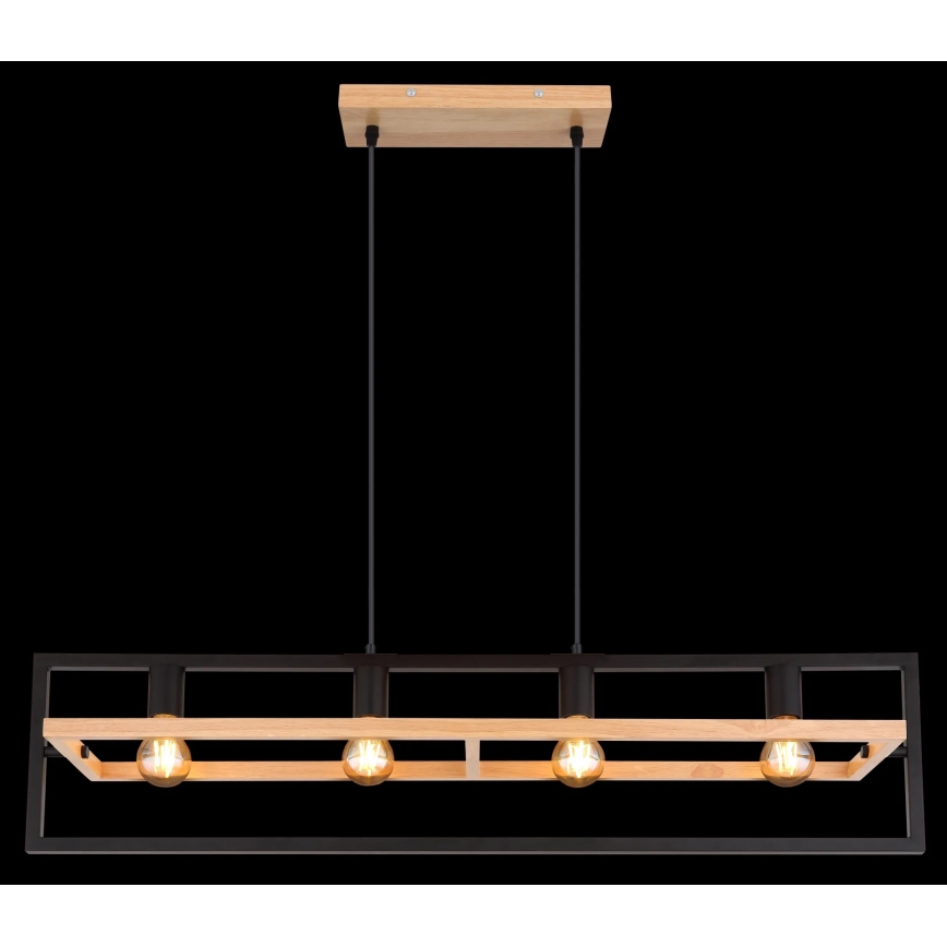 Globo 15575-4H - Luster na lanku ERICA 4xE27/40W/230V čierna/béžová