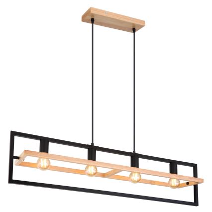 Globo 15575-4H - Luster na lanku ERICA 4xE27/40W/230V čierna/béžová