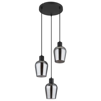 Globo - Luster na lanku 3xE27/40W/230V pr. 28,5 cm čierna