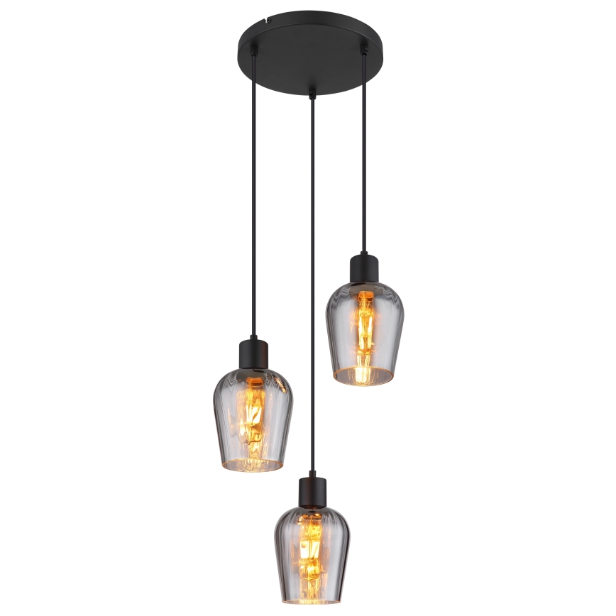 Globo - Luster na lanku 3xE27/40W/230V pr. 28,5 cm čierna