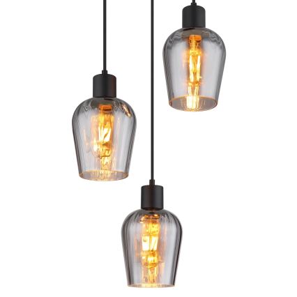 Globo - Luster na lanku 3xE27/40W/230V pr. 28,5 cm čierna