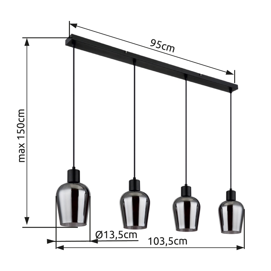 Globo - Luster na lanku 4xE27/40W/230V čierna