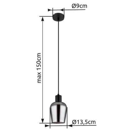 Globo - Luster na lanku 1xE27/40W/230V pr. 13,5 cm čierna