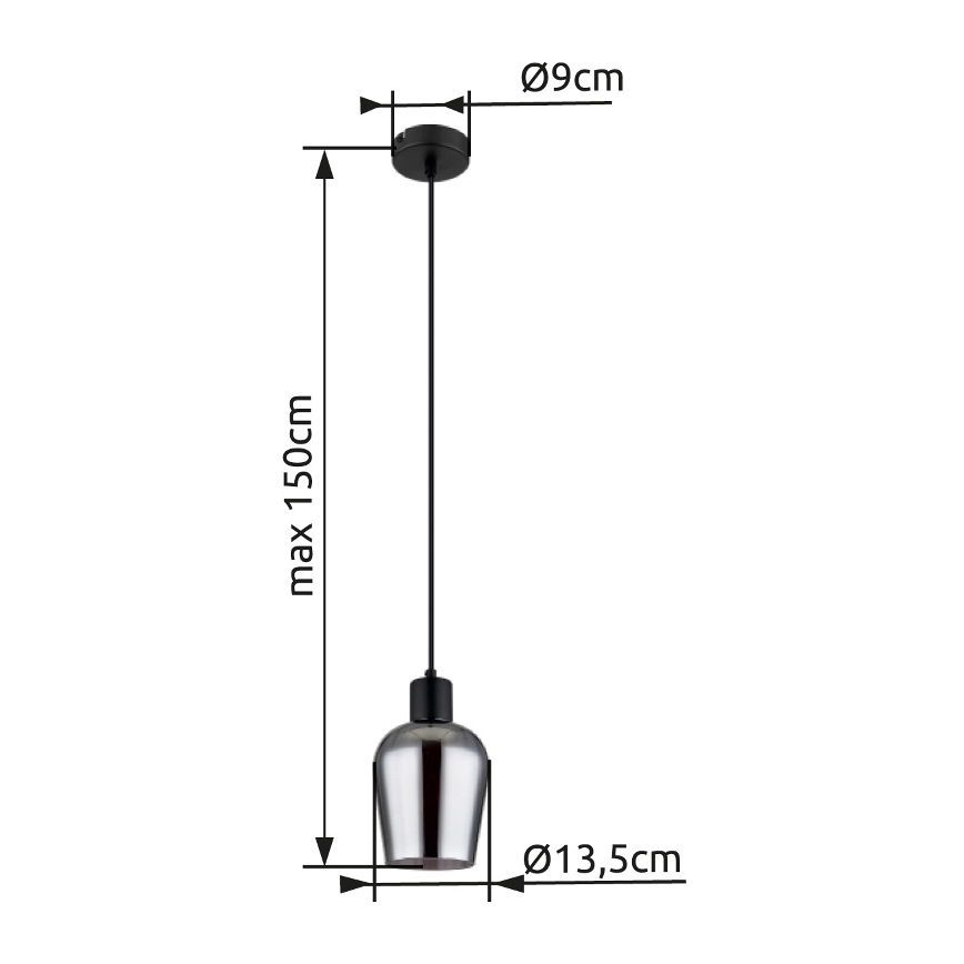 Globo - Luster na lanku 1xE27/40W/230V pr. 13,5 cm čierna