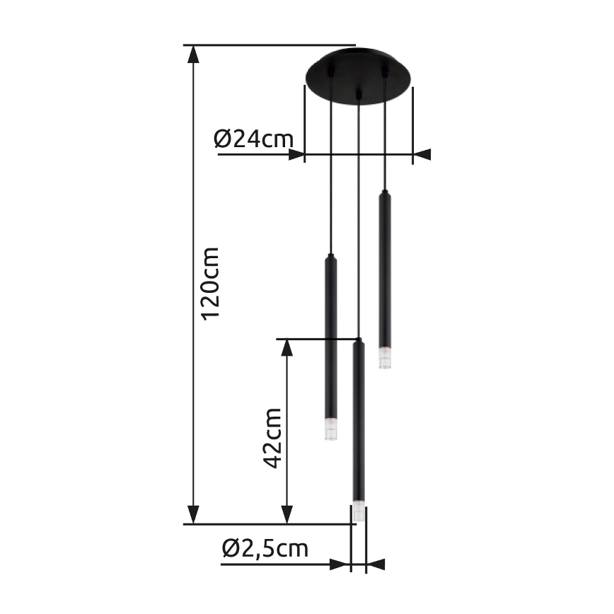 Globo - Luster na lanku 3xG9/4W/230V pr. 24 cm čierna