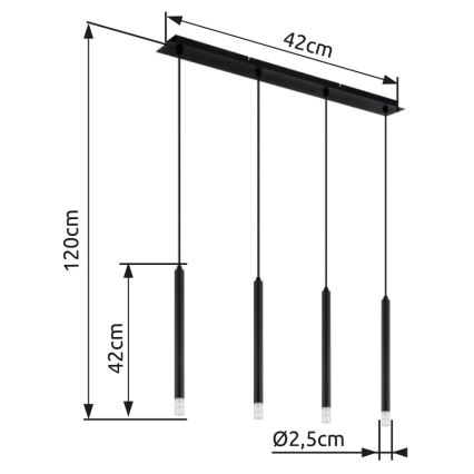 Globo - Luster na lanku 4xG9/4W/230V čierna
