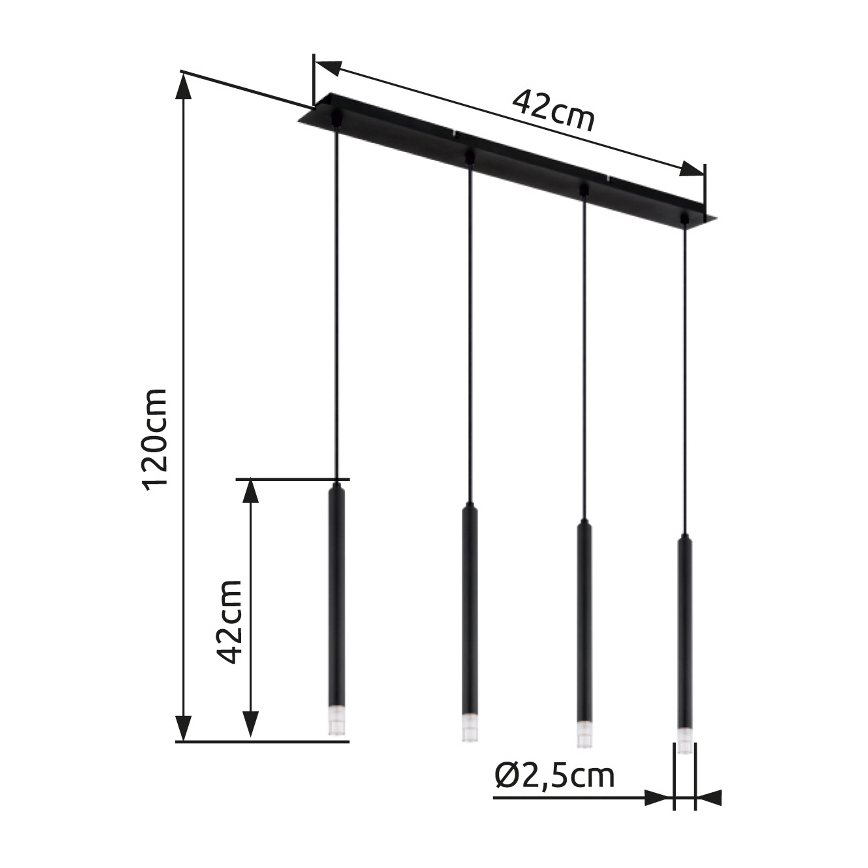 Globo - Luster na lanku 4xG9/4W/230V čierna