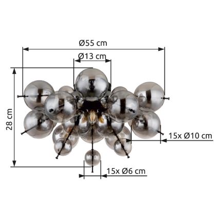 Globo - Prisadený luster 3xE14/25W/230V pr. 55 cm čierna