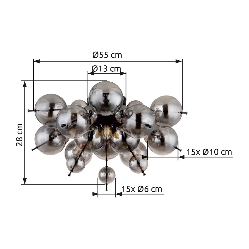 Globo - Prisadený luster 3xE14/25W/230V pr. 55 cm čierna