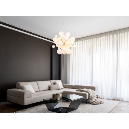 Globo - Luster na lanku 6xE14/25W/230V pr. 55 cm biela