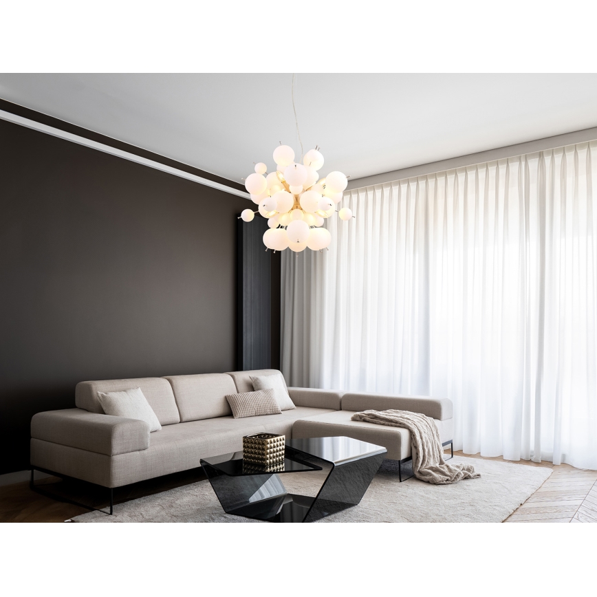 Globo - Luster na lanku 6xE14/25W/230V pr. 55 cm biela