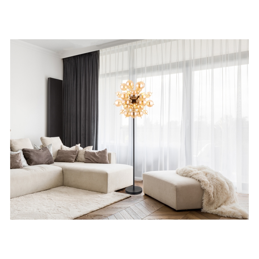 Globo - Stojacia lampa 6xE14/25W/230V hnedá/dymová