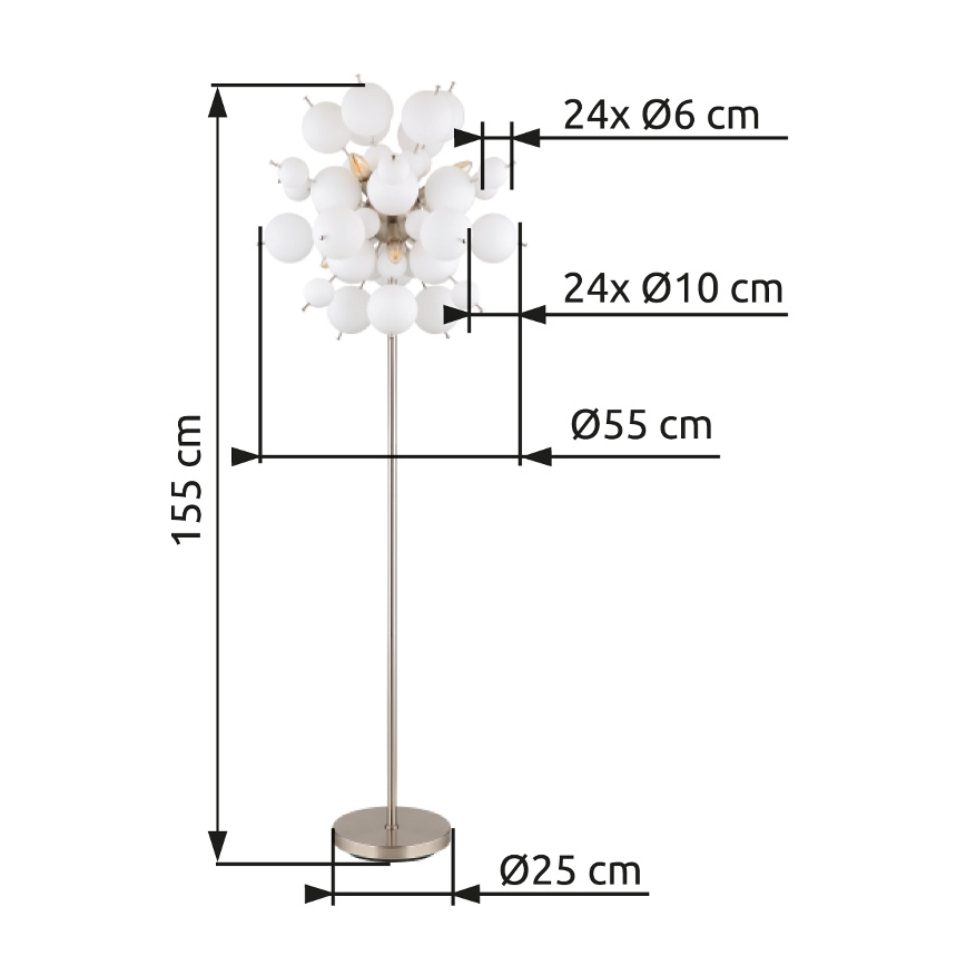 Globo - Stojacia lampa 6xE14/25W/230V biela