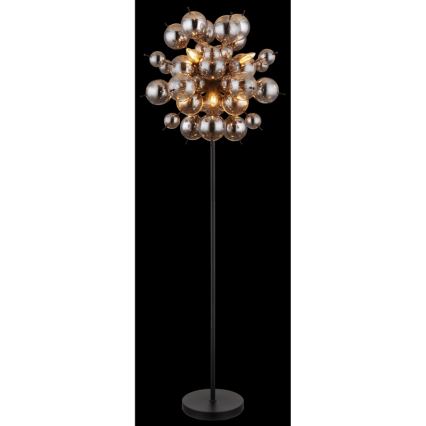 Globo - Stojacia lampa 6xE14/25W/230V čierna/dymová