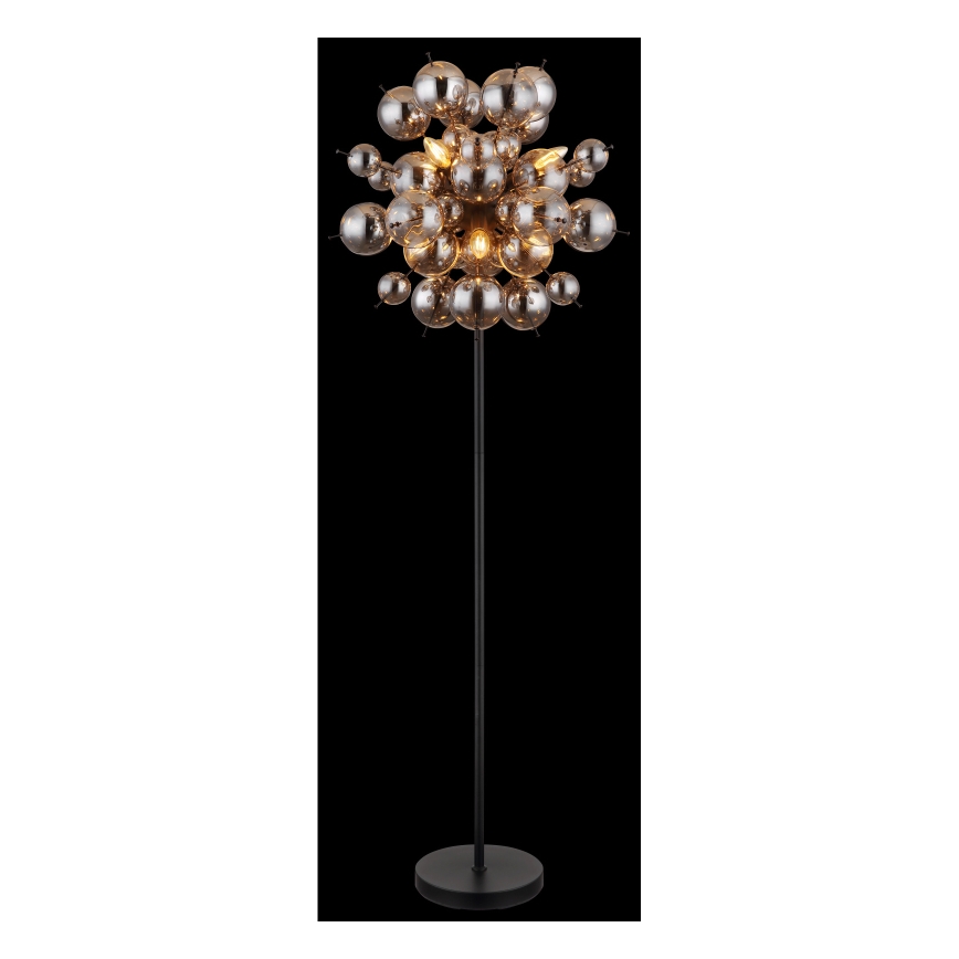 Globo - Stojacia lampa 6xE14/25W/230V čierna/dymová