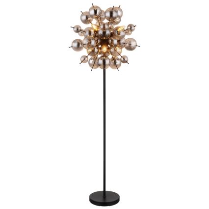 Globo - Stojacia lampa 6xE14/25W/230V čierna/dymová