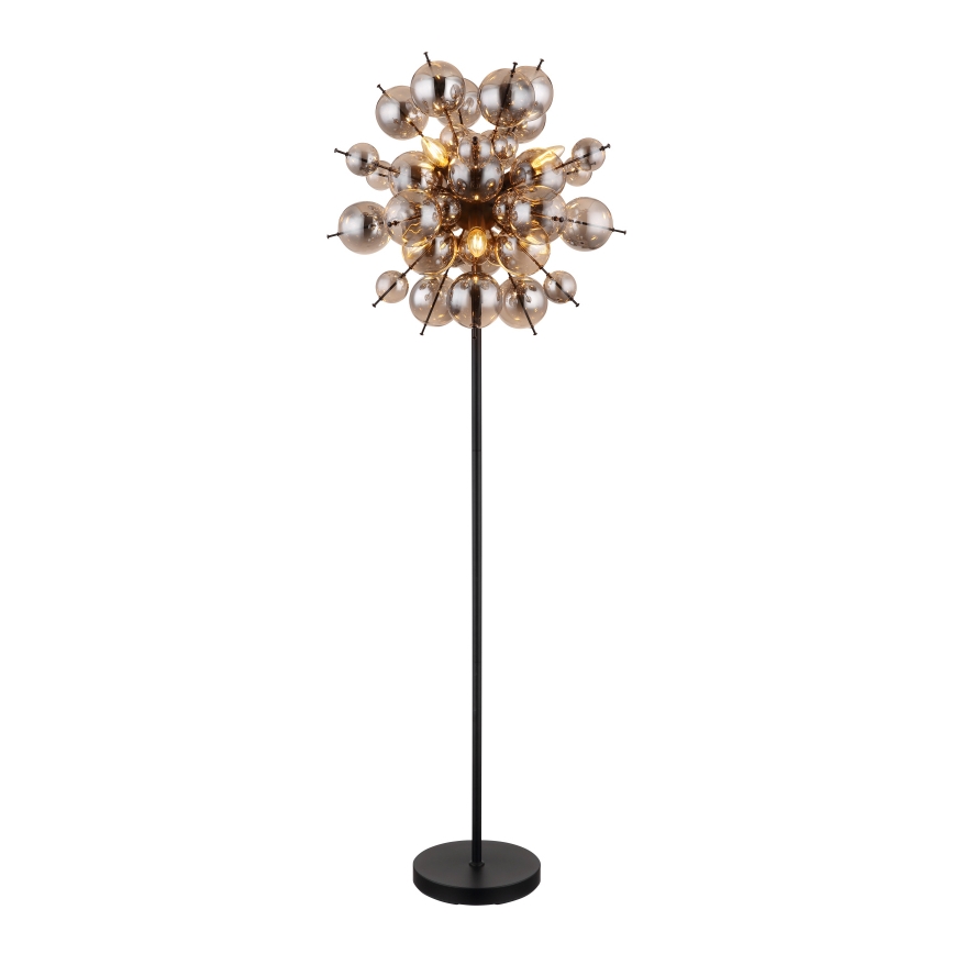 Globo - Stojacia lampa 6xE14/25W/230V čierna/dymová
