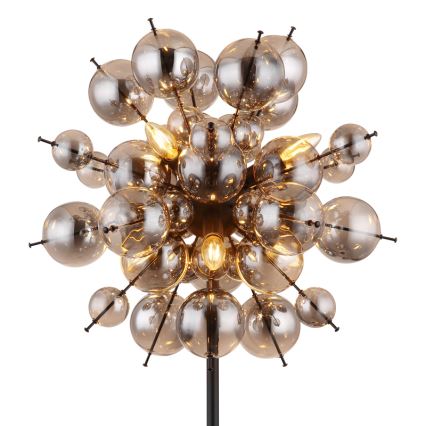 Globo - Stojacia lampa 6xE14/25W/230V čierna/dymová