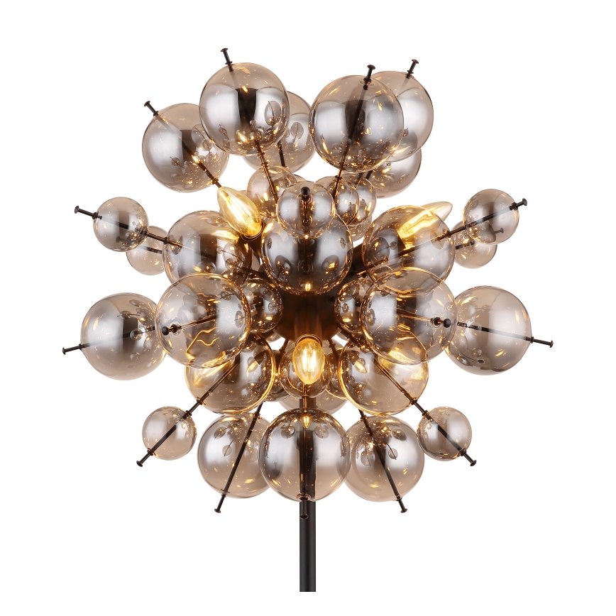 Globo - Stojacia lampa 6xE14/25W/230V čierna/dymová