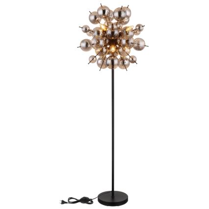 Globo - Stojacia lampa 6xE14/25W/230V čierna/dymová