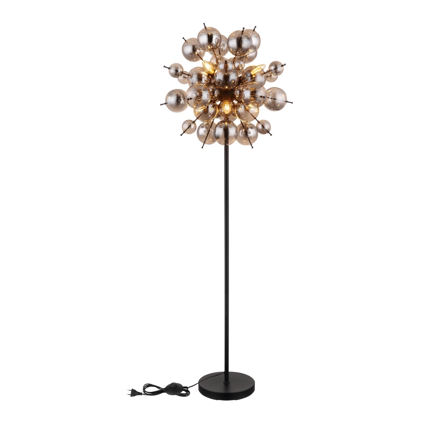 Globo - Stojacia lampa 6xE14/25W/230V čierna/dymová