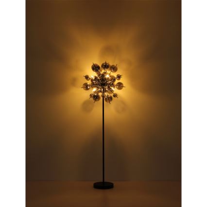 Globo - Stojacia lampa 6xE14/25W/230V čierna/dymová