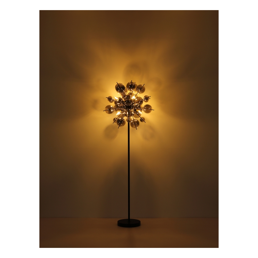 Globo - Stojacia lampa 6xE14/25W/230V čierna/dymová