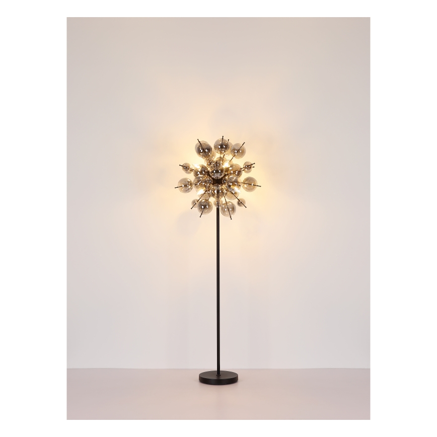 Globo - Stojacia lampa 6xE14/25W/230V čierna/dymová