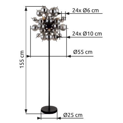 Globo - Stojacia lampa 6xE14/25W/230V čierna/dymová