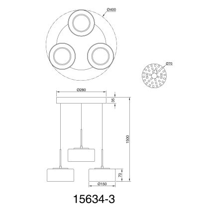 Globo - LED Luster na lanku 3xLED/8W/230V