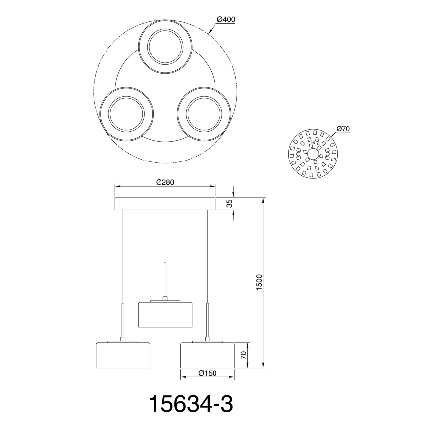 Globo - LED Luster na lanku 3xLED/8W/230V
