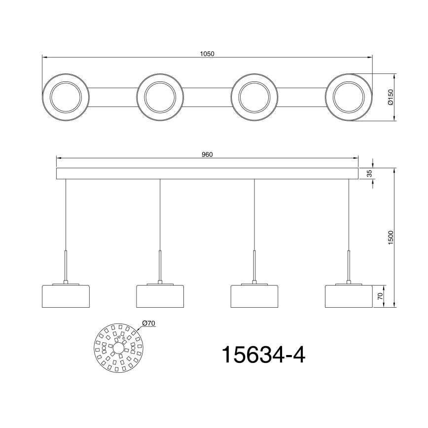 Globo - LED Luster na lanku 4xLED/8W/230V