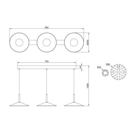 Globo - LED luster na lanku LED/24W/230V 4000K čierna