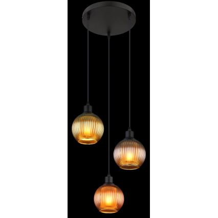 Globo - Luster na lanku 3xE27/25W/230V pr. 36 cm meď/zelená/modrá
