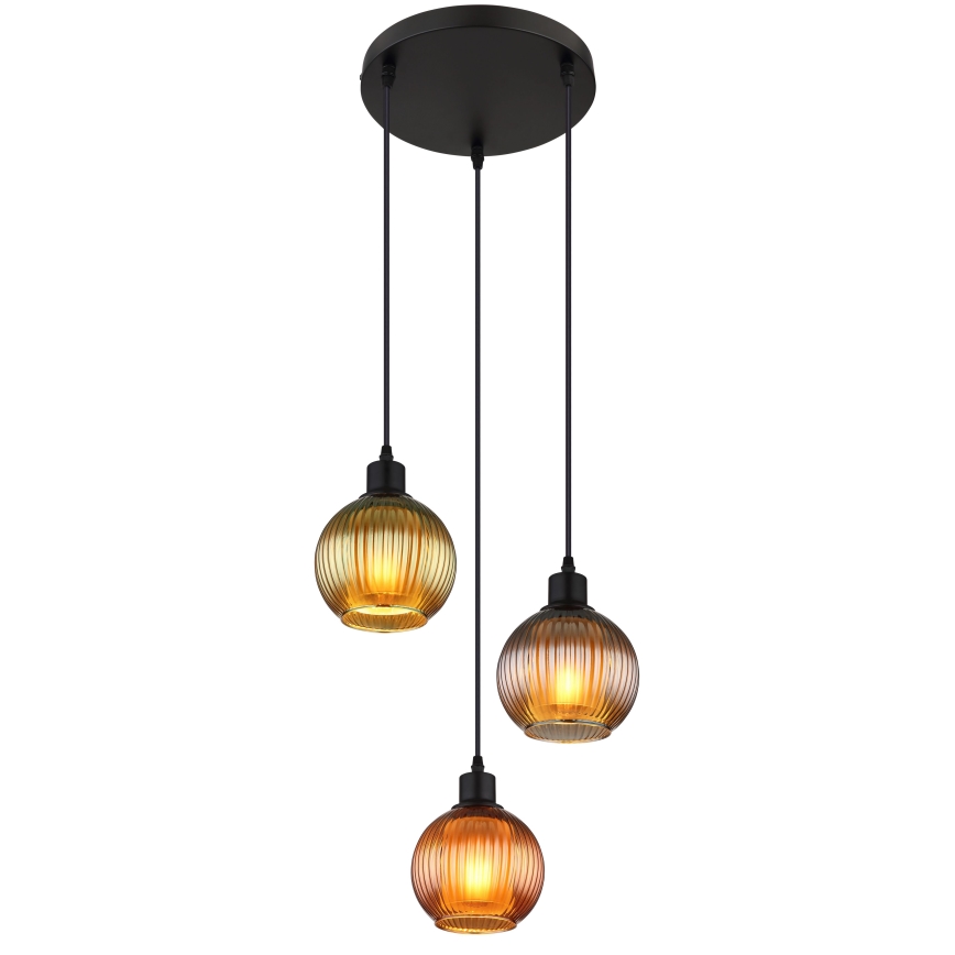 Globo - Luster na lanku 3xE27/25W/230V pr. 36 cm meď/zelená/modrá