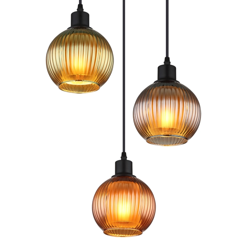 Globo - Luster na lanku 3xE27/25W/230V pr. 36 cm meď/zelená/modrá