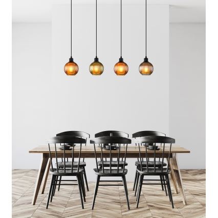 Globo - Luster na lanku 4xE27/25W/230V meď/zelená/modrá